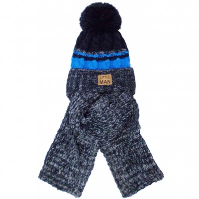 Žieminė kepurė su šaliku berniukui (48-50 cm) žydros/juodos spalvos 42-454